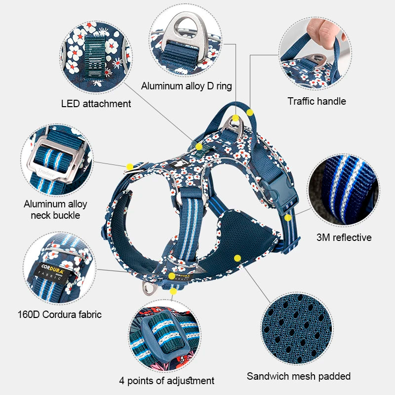 Truelove - Anti-Trek Reflecterend Hondenharnas met Bloemenpatroon (2025)